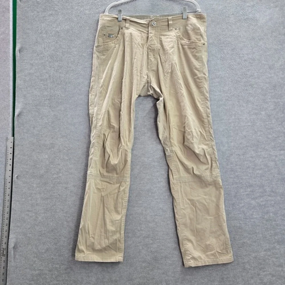 KUHL Men Pants 36x32 Beige Chino Straight Pockets Nylon Hiking‎ Mid Rise READ